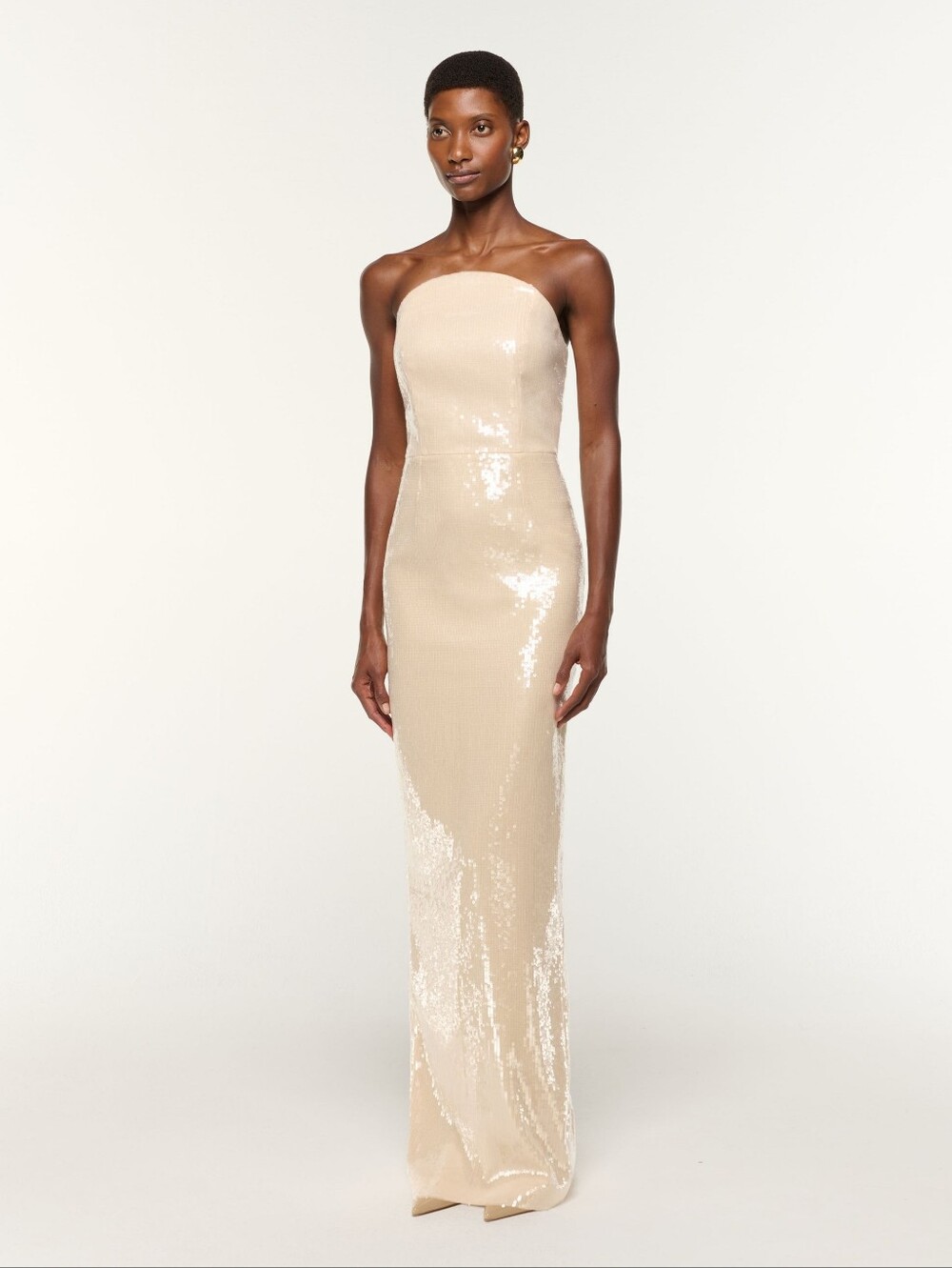 Roland Mouret Curved Neckline Sequin Column Gown Size US 4